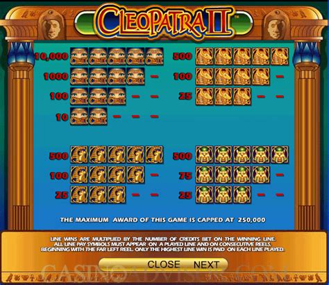 cleopatra slot machine payout.